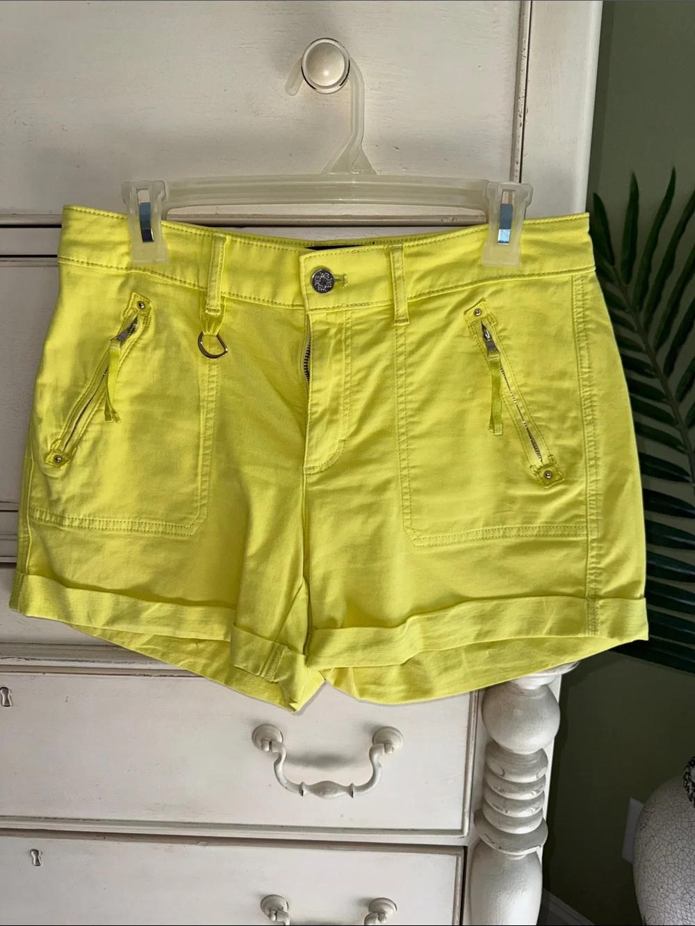 White House Black Market Pret a play Neon Yellow High-Waist Shorts size 4 - Picture 2 of 8